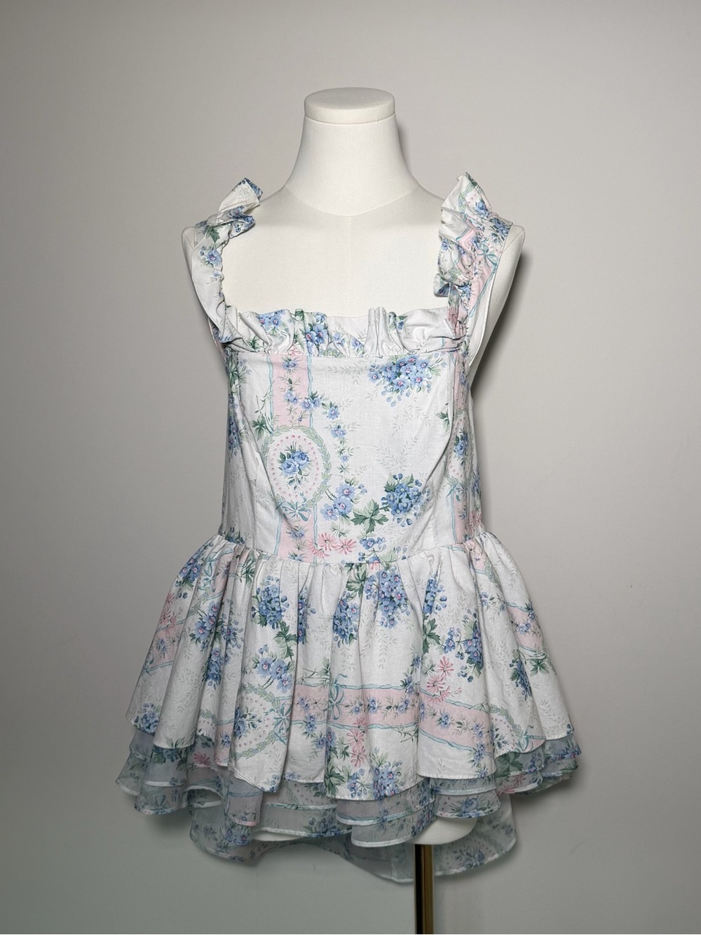Selkie Floral Ruffle Strap Corset Top Medium